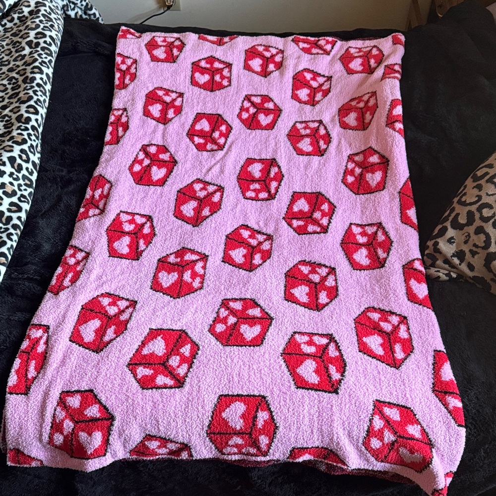 Trending Valentines Day Pink and Red Heart Cube Blanket